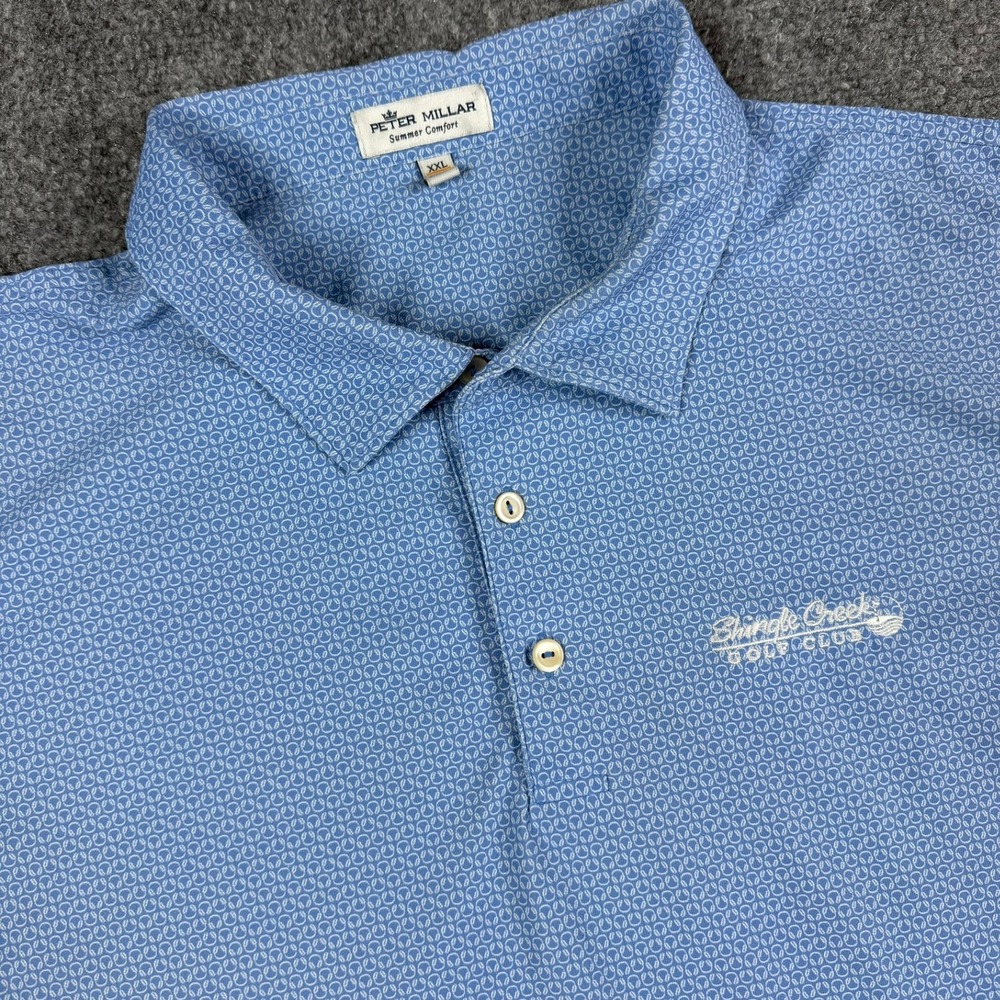 Peter Millar Polo Mens XXL Blue Summer Comfort Golf Performance Stretch AOP